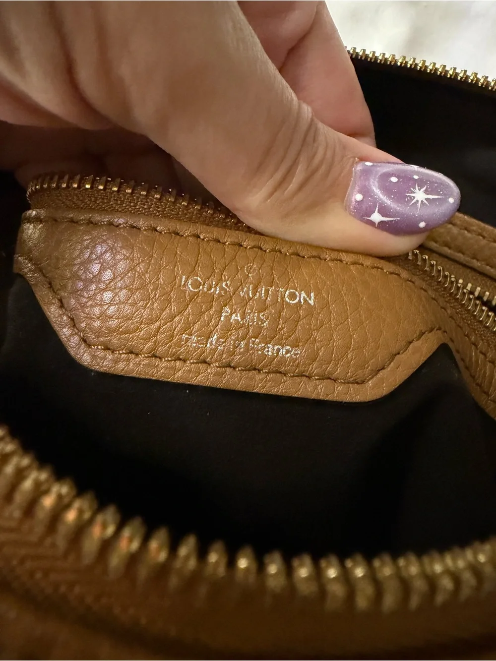 Louis Vuitton great condition monogram mahina leather Selene PM caramel handbag